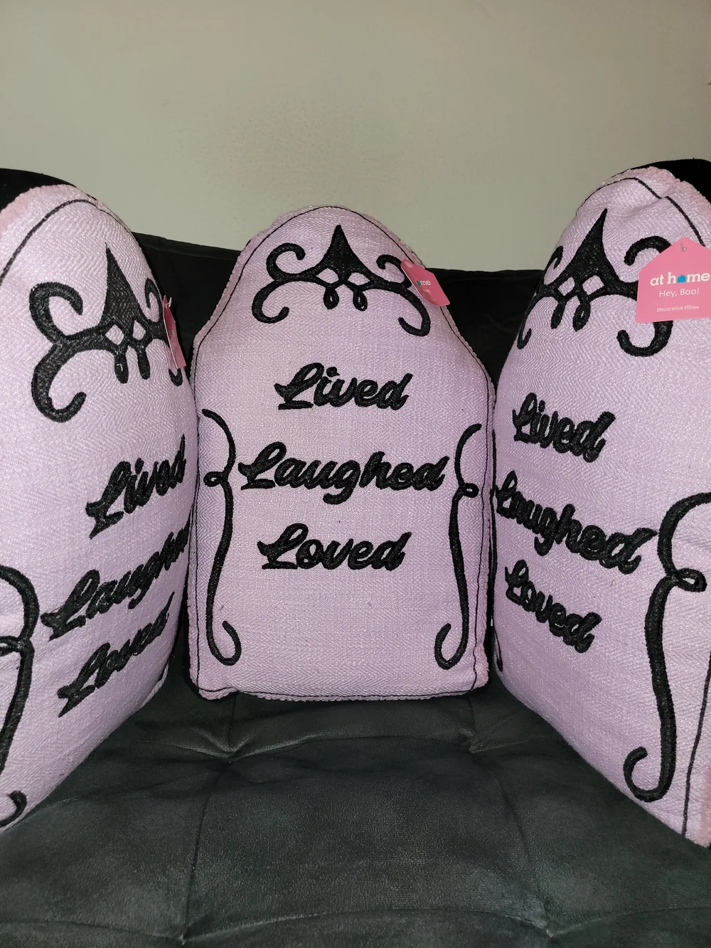 Lived Laughed Loved Pink Embroidered Holiday Pillow